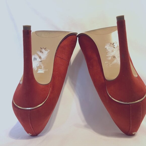 BCB Generation Harleigh Burnt Orange/Gold Trim 4" Stilettos -Pointy Toe-8 1/2 B - Picture 12 of 16